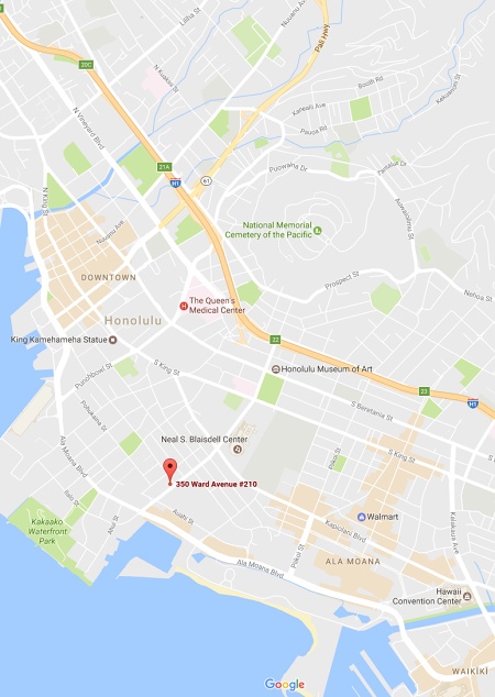 Area map of Ward Avenue, Honolulu